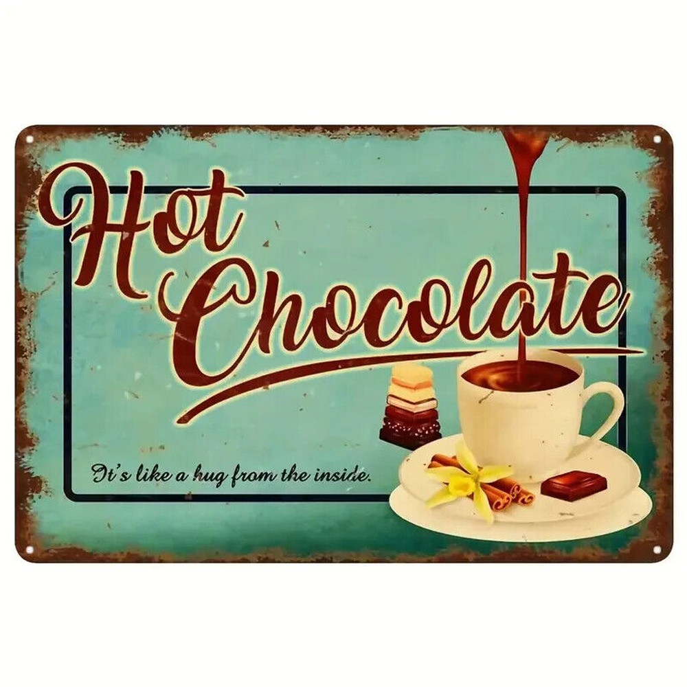 Hot Chocolate "It's Like A Hug From The Inside" Novelty Metal Sign 8" x 12" Home & Garden:Home Décor:Plaques & Signs Style Your Walls
